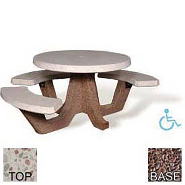 RPT-42-H-POLI WHT-RED 42" ADA CONCRETE ROUND PICNIC TA