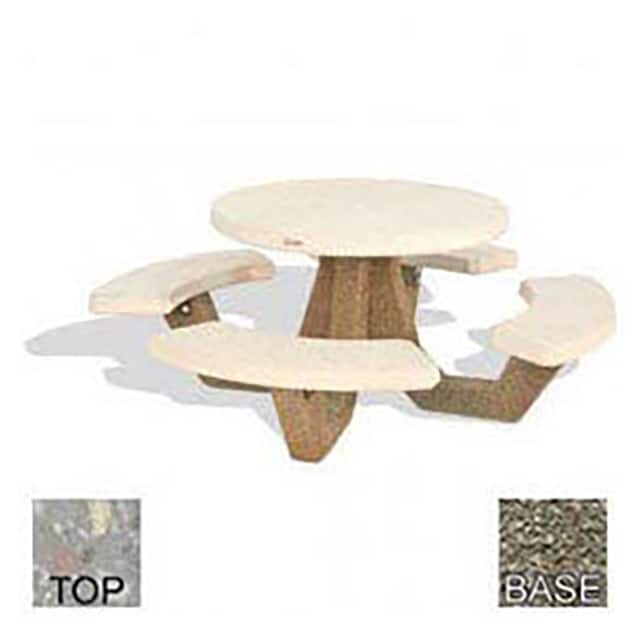 RPT-42-POLI GRY-GRY 42" CONCRETE ROUND PICNIC TABLE,