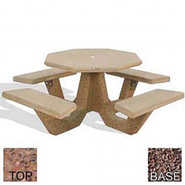 OPT-40-POLI RED-RED 40" CONCRETE OCTAGON PICNIC TABL