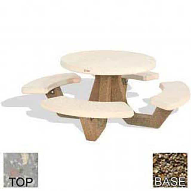 RPT-42-POLI GRY-TAN 42" CONCRETE ROUND PICNIC TABLE,