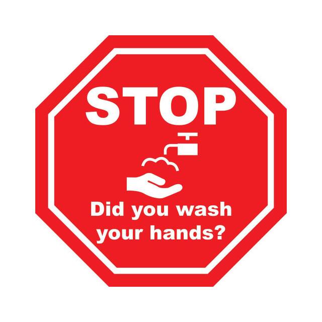 DSV-SIGN 36-SD-Q 6'' ROUND STOP WASH YOUR HANDS S