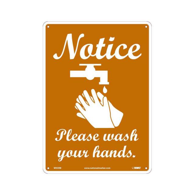 WH3RB 10X14" NOTICE PLEASE WASH YOUR H