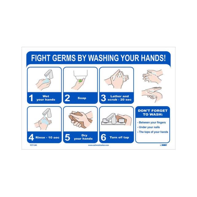 PST138C 12X18" FIGHT GERMS BY WASHING YO