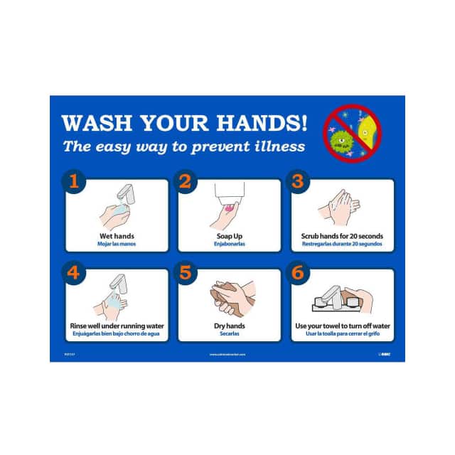 PST137 18X24" WASH YOUR HANDS POSTER, S