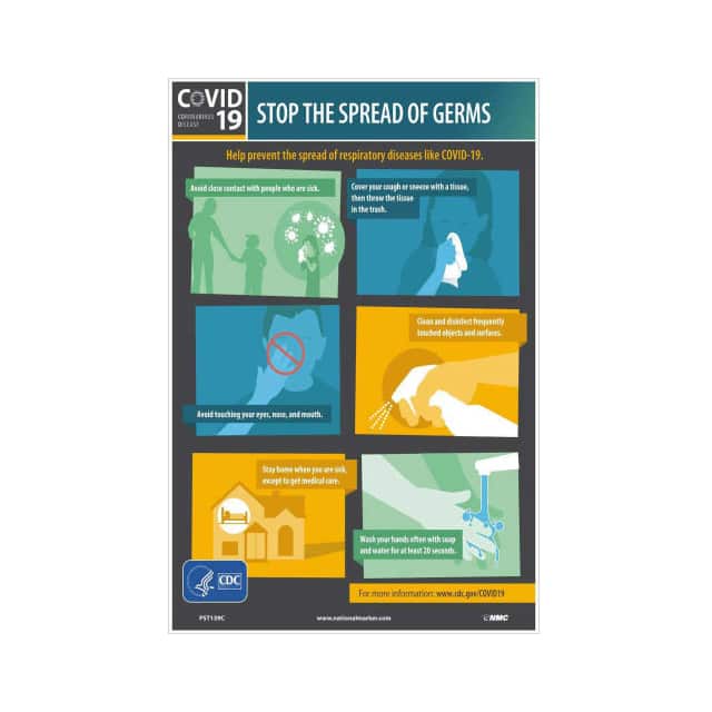 PST139C 12X18" STOP THE SPREAD OF GERMS