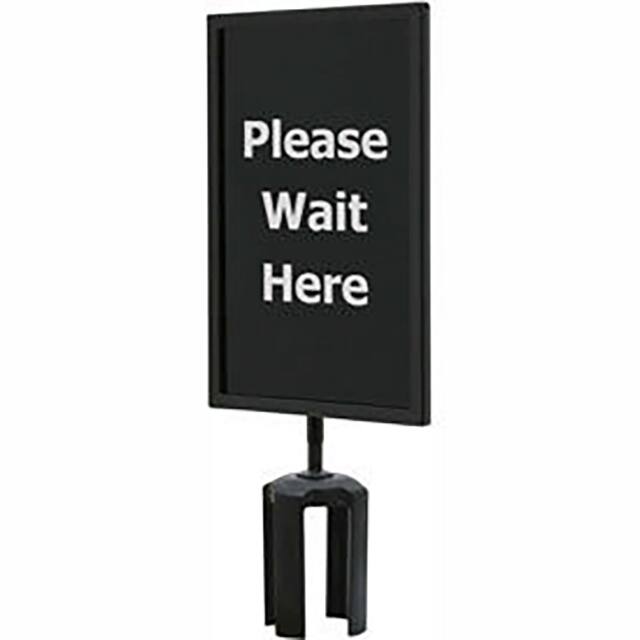 QWAYSIGN-7" X 11"-PLEASE WAIT HERE (ONE SIDE) 7"X11" 1/4" ACRYLIC SIGN, BLACK,