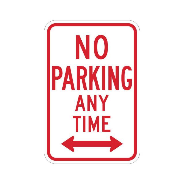 113303 NO PARKING ANY TIME SIGN, WHITE/