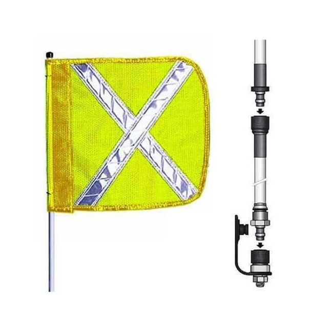 FS8X-SPQD-Y CHECKERS 8' SPLIT POLE WARNING W