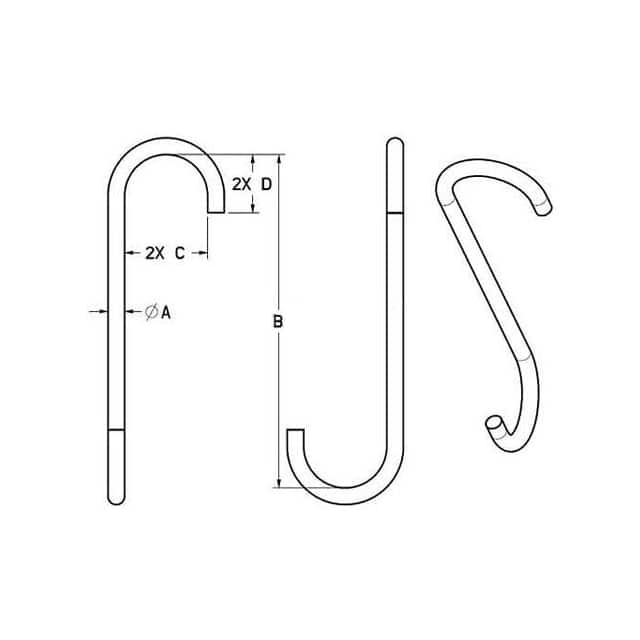 14206 1" S-HOOK STYLE B, 3190 LBS. CAP