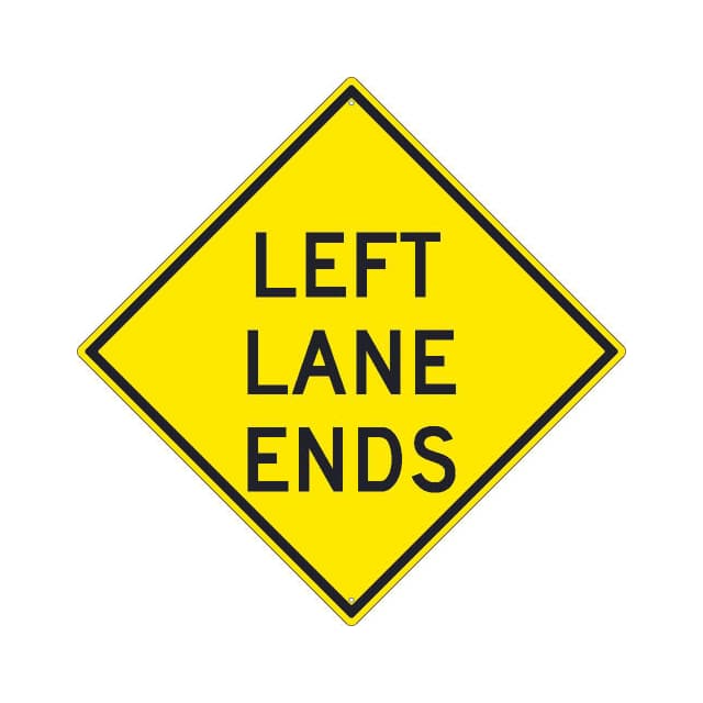 TM259K NMC TRAFFIC SIGN, LEFT LANE ENDS