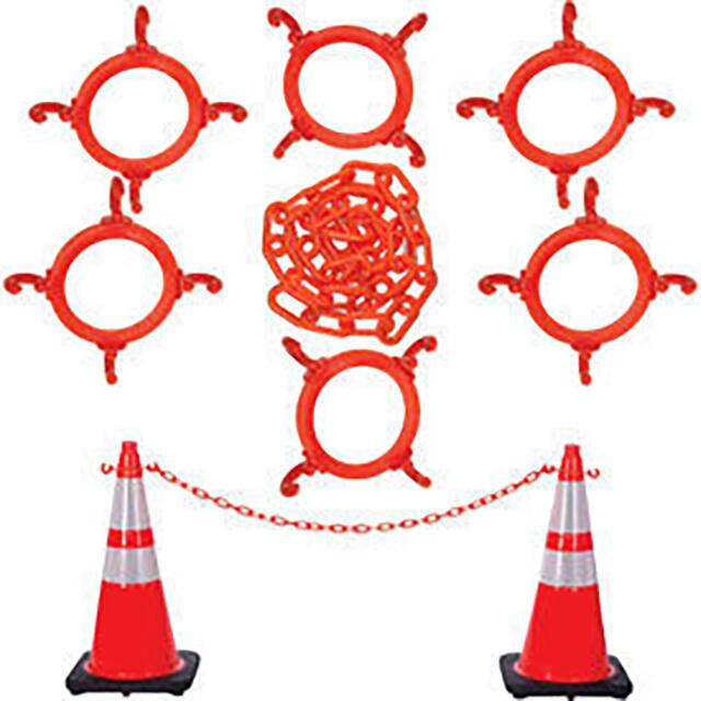 93280-6 TRAFFIC CONE & CHAIN KIT W/REFLE