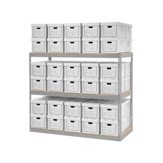 130101 RECORD STORAGE RACK W/60 BOXES,