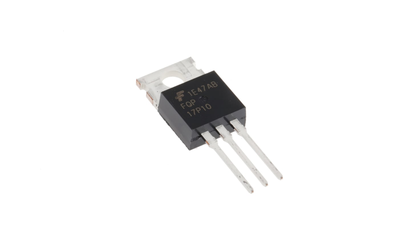 FQP17P10 FQP17P10 is a P-Channel power MOSFET from On Semiconductor. It features a 100V drain-source voltage rating, 16.5A continuous drain current, and 190mOhm on-resistance at 10V gate drive.