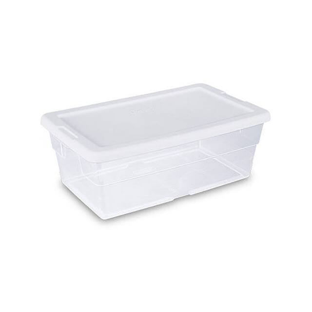 16428012 6 QUART CLEAR STORAGE TOTE W/WHI