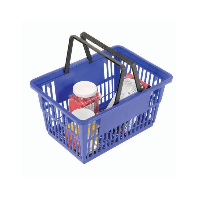 LARGE-ROYAL BLUE PLASTIC SHOPPING BASKET W/P