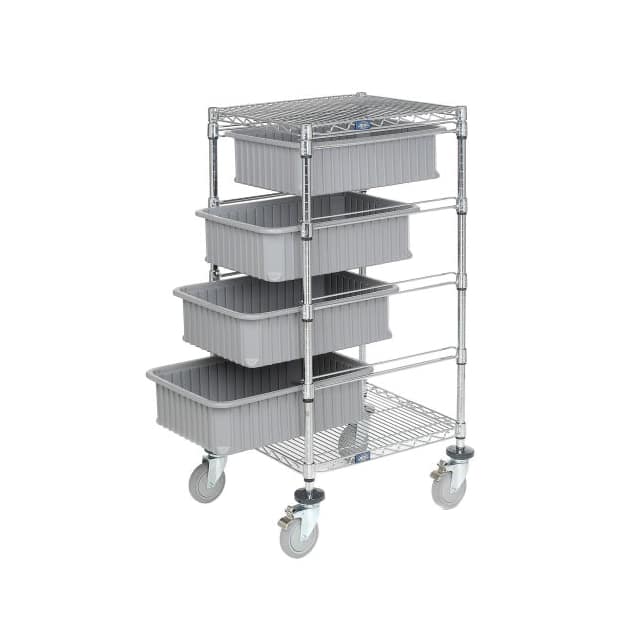 269027GY WIRE CART W/(4) 6"H GRAY GRID CO