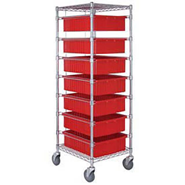 269028GY WIRE CART W/7 6"H GRID GRAY CONT