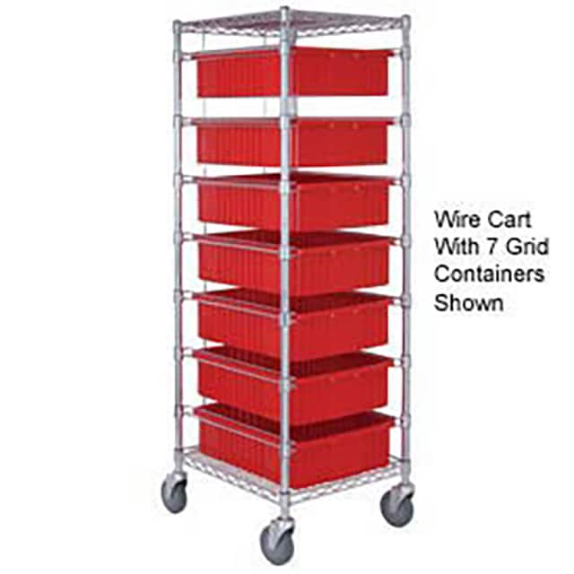 269029RD WIRE CART W/11 3"H GRID RED CONT