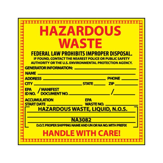 HW7L HAZARDOUS WASTE VINYL LABELS, FO