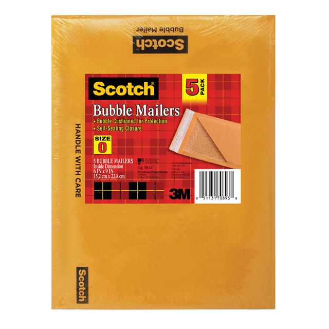 7913-5 SCOTCH KRAFT BUBBLE MAILER 5-PAC