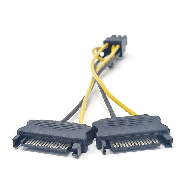 F04-PCIE6P 6" 6 Pin PCIe to (2) SATA 15 Pin
