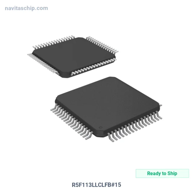 R5F113LLCLFB#15 The Renesas R5F113LLCLFB#15 is a 16-bit microcontroller with 512KB of Flash memory and 32KB of RAM. It operates at speeds up to 32MHz and is housed in a 64-LQFP package.