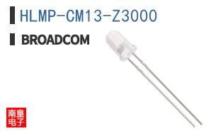 HLMP-CM13-Z3000 The Avago Technologies HLMP-CM13-Z3000 is a through-hole LED emitter with a T-1 3/4 package. It operates with a typical forward current of 20mA and a forward voltage of 3.2V.