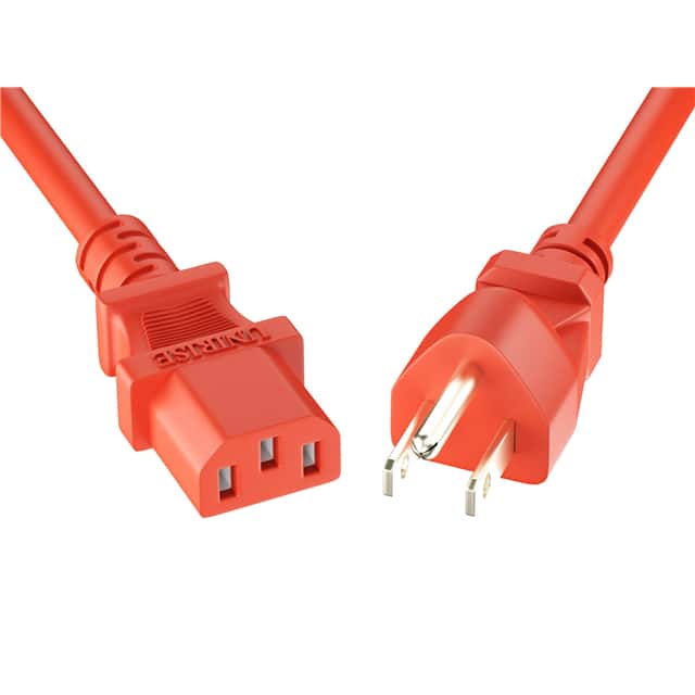 PWCD-515PC13-10A-02F-RED CORD 5/15P - C13 18AWG RED 2FT