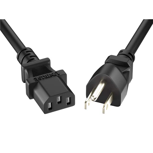 PWCD-515PC13-10A-03F-BLK CORD 5/15P - C13 18AWG BLACK 3FT