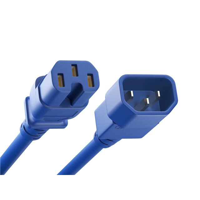 PWCD-C14C15-15A-09F-BLU CORD C14 - C15 14AWG BLUE 9FT