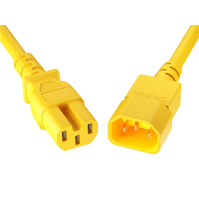 PWCD-C14C15-15A-08F-YLW CORD C14 - C15 14AWG YELLOW 8FT