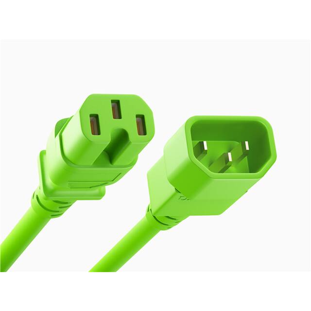 PWCD-C14C15-15A-08F-GRN CORD C14 - C15 14AWG GREEN 8FT