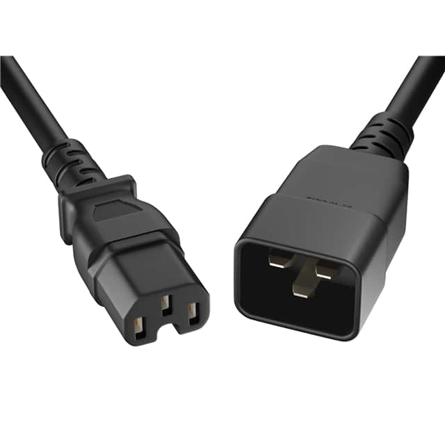 PWCD-C15C20-15A-03F-BLK CORD C15 - C20 14AWG BLACK 2FT