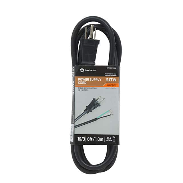 9706SW8808 REPLCORD, 16/3 SJTW 6' BLACK SW