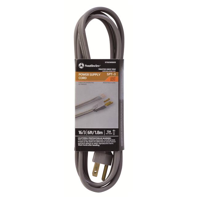 9736SW8809 REPLCORD, 16/3 SPT-3  6' GRAY SW