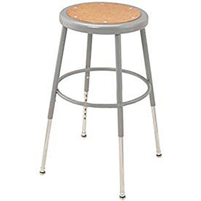 688305 STEEL SHOP STOOL W/ROUND HARDWOO