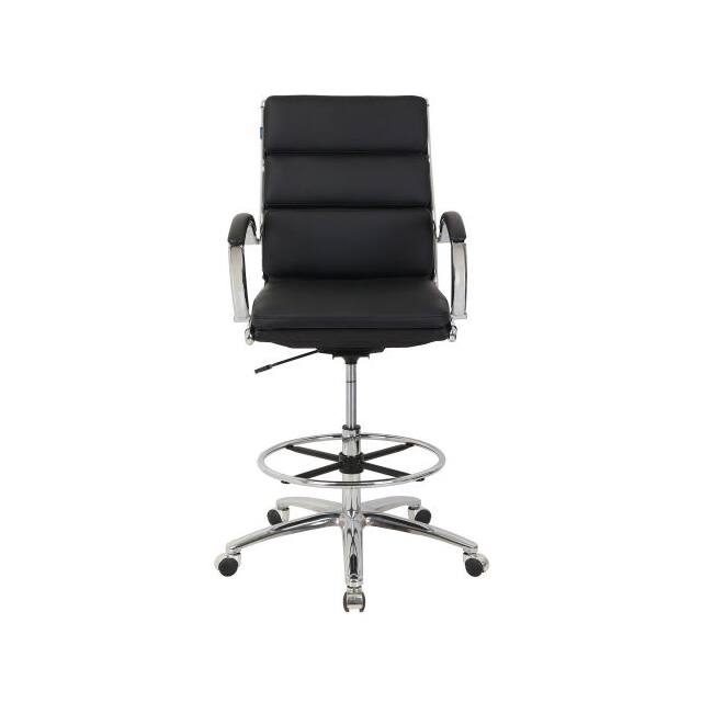 695641BK MODERN RIBBED EXECUTIVE STOOL, L