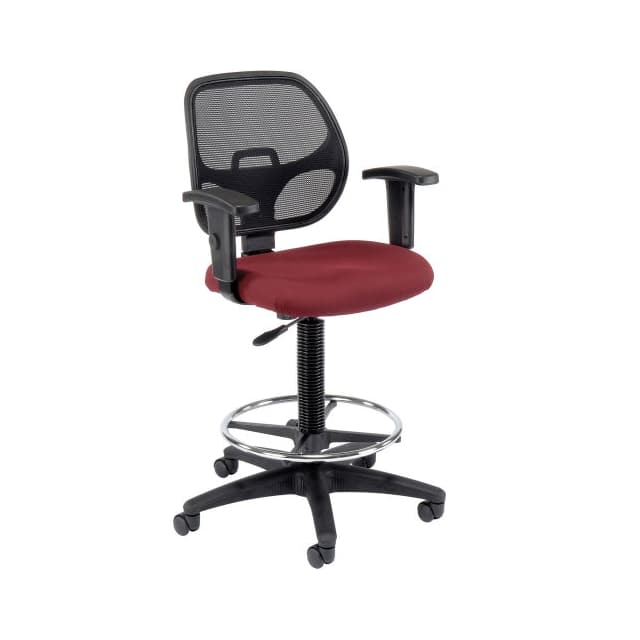 A2813TMIX+22A4-RD DRAFTING STOOL, FABRIC, RED, ADJ