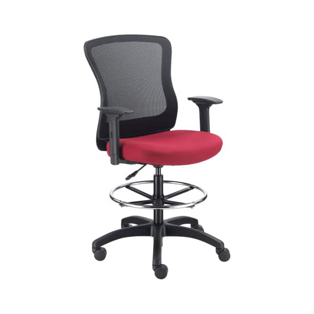 DR-625F-376BY MESH BACK TASK STOOL, RED, ADJUS