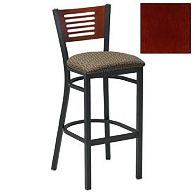 255BH BK MM BAR STOOL W/MAHOGANY 5 SLAT-BACK