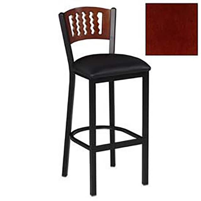 256BH BK MM BAR STOOL W/MAHOGANY 5 WAVE-BACK
