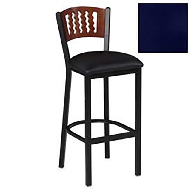 256BH BK M 1061 BAR STOOL W/MAHOGANY 5 WAVE-BACK