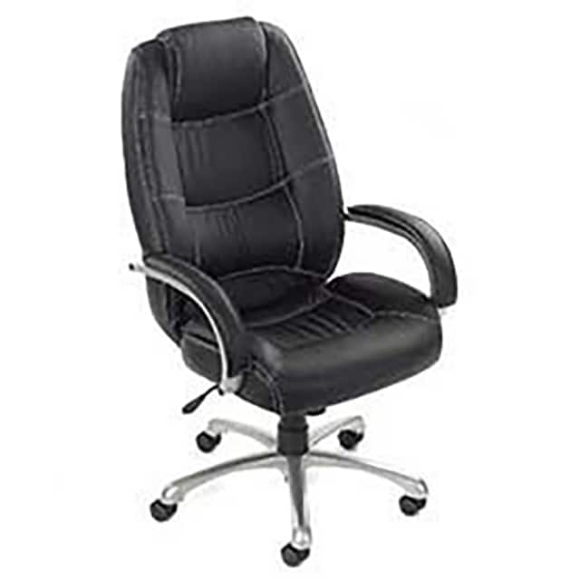 1609BPUE-BLACK SADDLE STITCHED HIGH BACK OFFICE