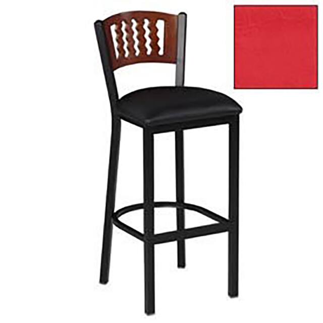 256BH BK M 001 BAR STOOL W/MAHOGANY 5 WAVE-BACK