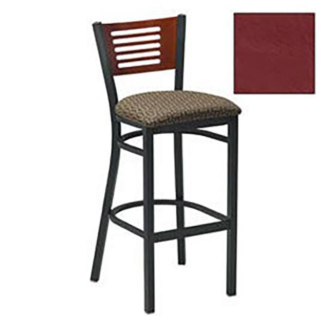 255BH BK M 002 BAR STOOL W/MAHOGANY 5 SLAT-BACK