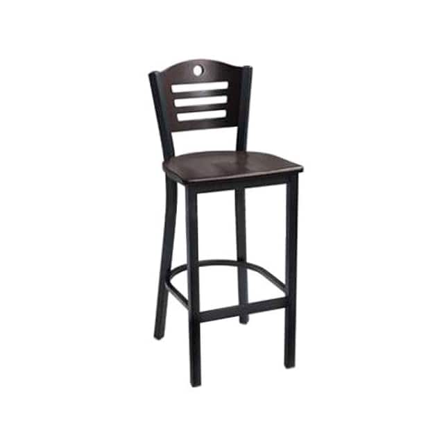 252BH BK M 007 BAR STOOL W/MAHOGANY 3 SLAT-BACK