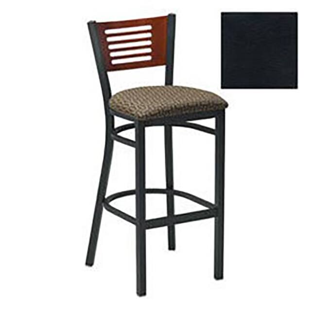255BH BK M 030 BAR STOOL W/MAHOGANY 5 SLAT-BACK