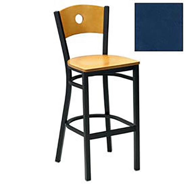 250BH BK M 007 BAR STOOL W/MAHOGANY CIRCLE-BACK