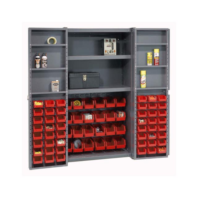 662137RD BIN CABINET W/72 RED BINS, 38X24