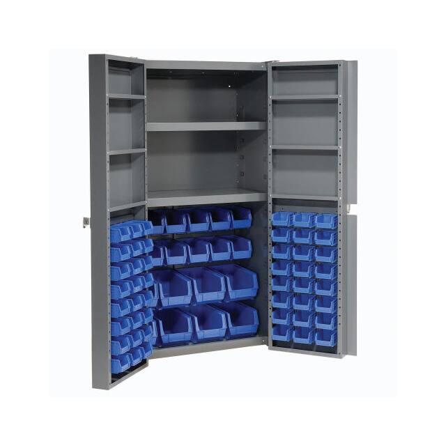 662149BL BIN CABINET W/68 BLUE BINS, 38X2